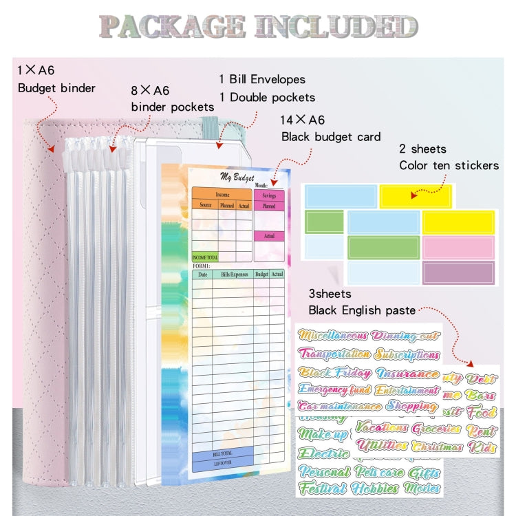 A6 Gradient Macaroon Loose-leaf Handbook Cash Budget Book(Yellow Pink Purple) - Notebooks by buy2fix | Online Shopping UK | buy2fix