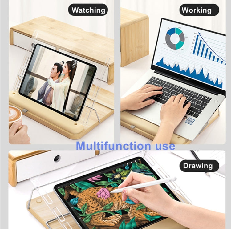 Solid Wood Tablet Painting Stand Adjustable Desktop Stand With Hand Rest(Wood Color) - MacBook Holder by buy2fix | Online Shopping UK | buy2fix