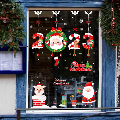 Santa Claus Hanging Stickers Shop Window Glass Door Living Room Wall Stickers(6309) - Christmas Stickers by buy2fix | Online Shopping UK | buy2fix