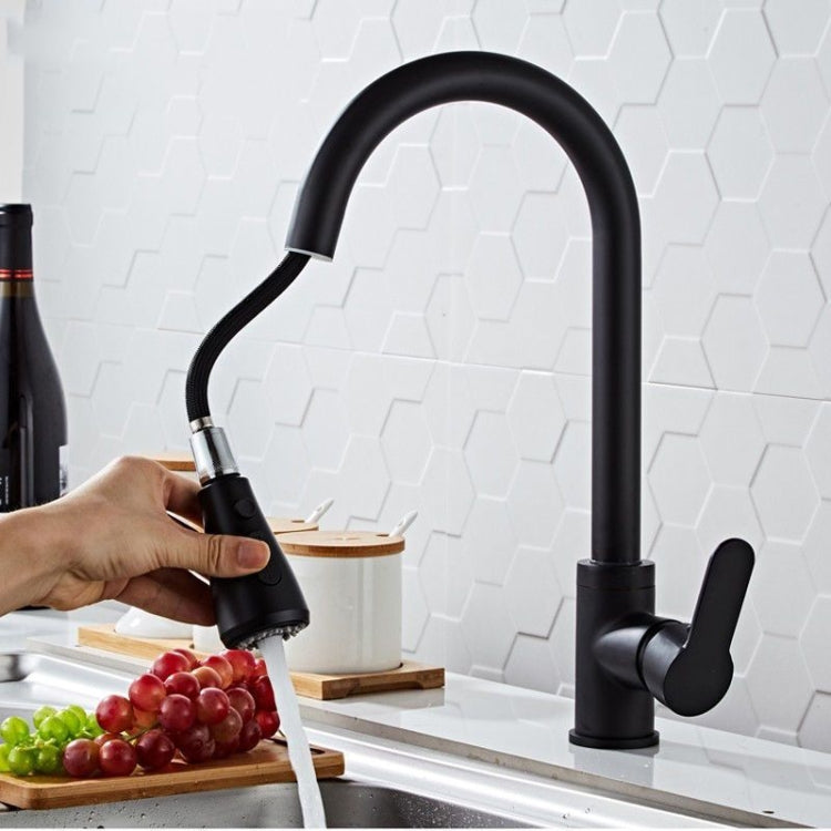 Kitchen Pull-out Faucet Stainless Steel Sink Telescopic Universal Faucet,Spec: CLH002 Black - Faucets & Accessories by buy2fix | Online Shopping UK | buy2fix