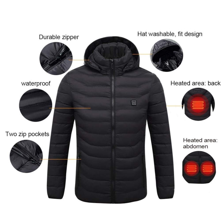 4 Zone Black  USB Winter Electric Heated Jacket Warm Thermal Jacket, Size: XXXXL - Down Jackets by buy2fix | Online Shopping UK | buy2fix