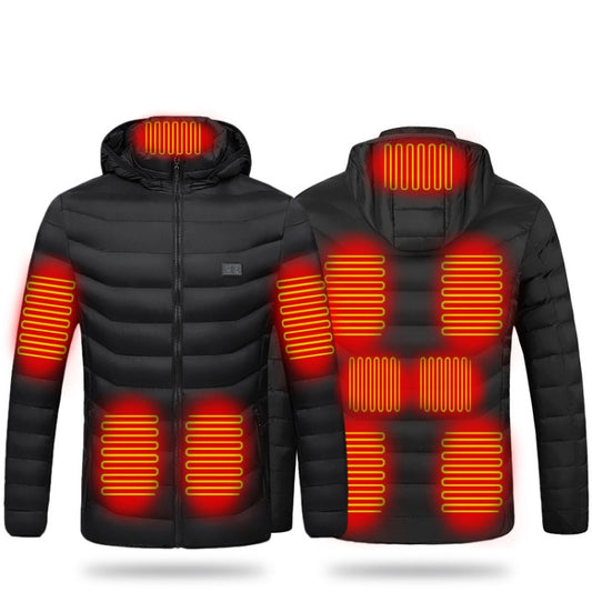 11 Zone Double Control Black USB Winter Electric Heated Jacket Warm Thermal Jacket, Size: XXXXL - Down Jackets by buy2fix | Online Shopping UK | buy2fix