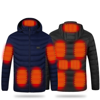 11 Zone Double Control Blue USB Winter Electric Heated Jacket Warm Thermal Jacket, Size: L - Down Jackets by buy2fix | Online Shopping UK | buy2fix