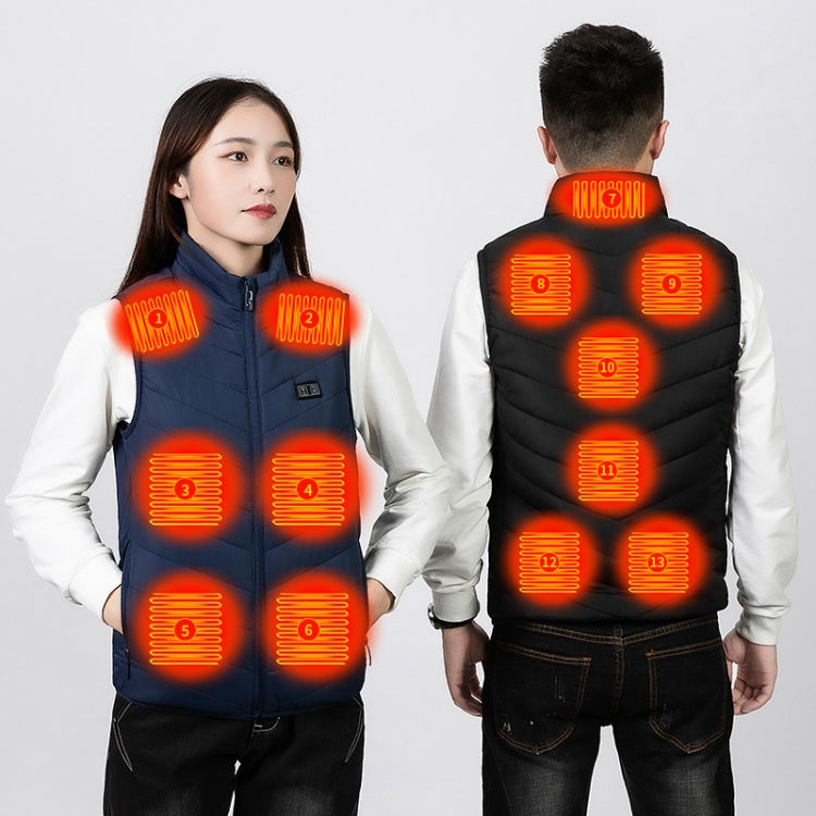 11 Area Double Control Black USB Electric Heating Undershirt Intelligent Warm Vest(3XL) - Down Jackets by buy2fix | Online Shopping UK | buy2fix