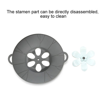 Silicone Flower Spill-proof Pot Lid Rotatable Pot Lid Kitchen Gadget, Size: 29cm Large Gray - Insulation by buy2fix | Online Shopping UK | buy2fix