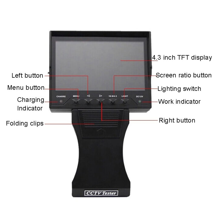 JSK-4300B 4.3 inch Handheld 12V Output Network Cable Monitoring Tester(With US Plug Power Adapter) - Other Tools by buy2fix | Online Shopping UK | buy2fix