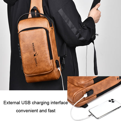 WEIXIER X318 Single Shoulder Crossbody Male Waterproof Anti-Theft Small Backpack(Light Brown) - Single-shoulder Bags by WEIXIER | Online Shopping UK | buy2fix