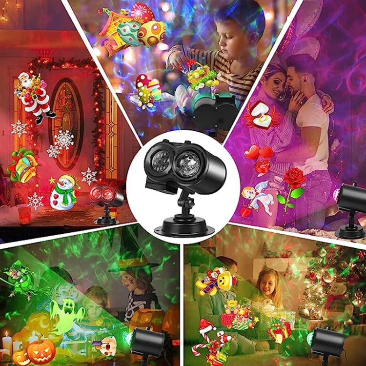 16 Cards AU Plug Color Card Pattern 9W Christmas Projection Light Remote Control Snow Light - Christmas Decoration Lamps by buy2fix | Online Shopping UK | buy2fix