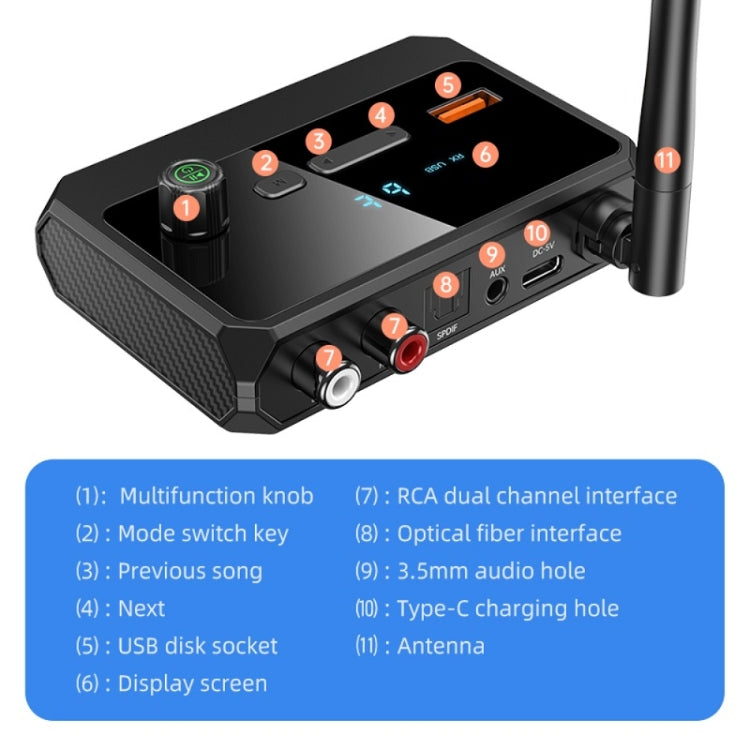 Bluetooth 5.3 Audio Amplifier Receiver Supports USB/MP3 Playback - Audio Receiver Transmitter by buy2fix | Online Shopping UK | buy2fix