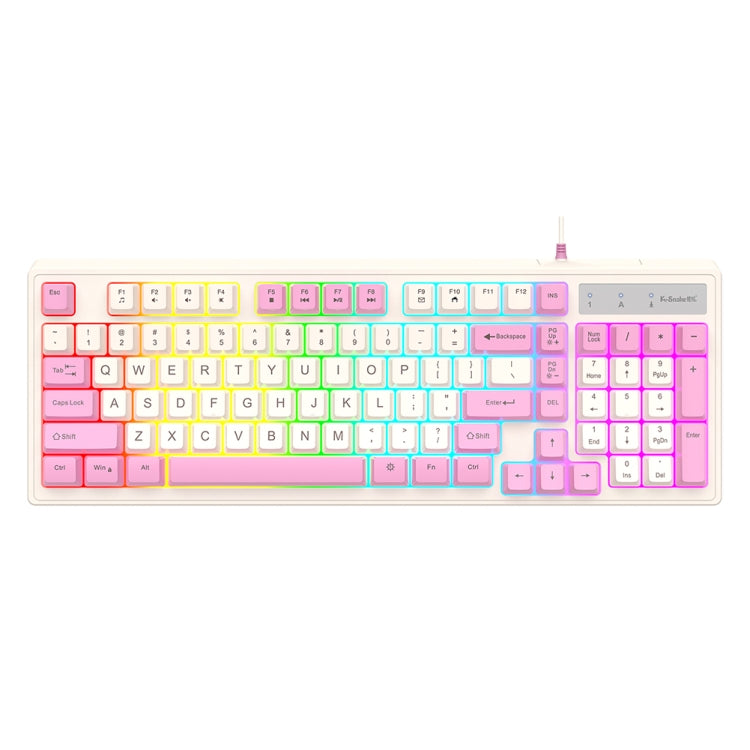 K-Snake Wired E-Sports Keyboard Mouse Mechanical Feel 98 Key Desktop Computer Notebook Keyboard, Style: Single Keyboard (Pink) - Wired Keyboard by K-Snake | Online Shopping UK | buy2fix