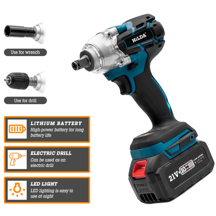 HILDA Motorized Wrenches Lithium Repair Parts With 22mm Socket, US Plug, Model: Blue With 1 Battery+1 Charger(1500mAh) - Screws by HILDA | Online Shopping UK | buy2fix