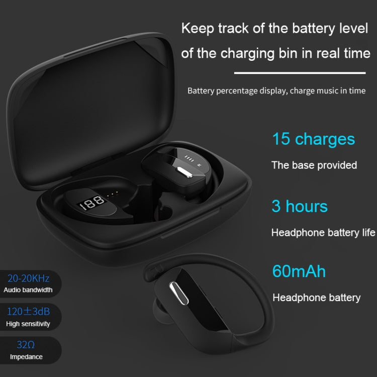 TWS Ear-mounted Noise Reduction LED Dual-battery Display Bluetooth Earphones(T17 Black) - TWS Earphone by buy2fix | Online Shopping UK | buy2fix