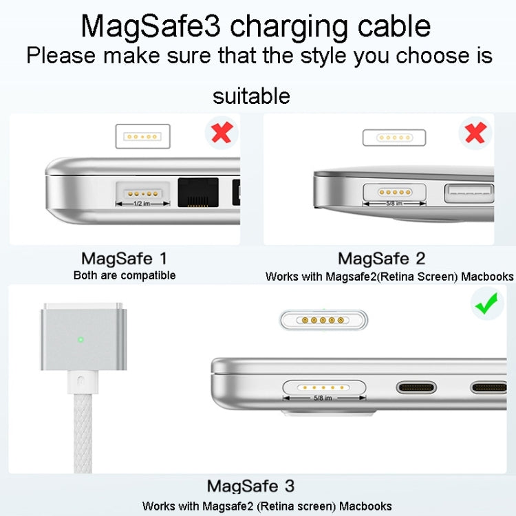 2m For Macbook Air/Pro Series Type-C To Magsafe 3 Braided Magnetic Cable(Gray) - Cable & Adapter by buy2fix | Online Shopping UK | buy2fix