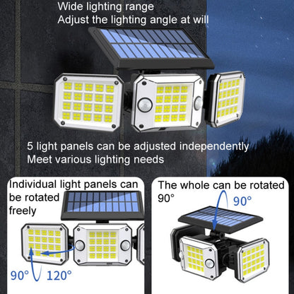 Outdoor Triple Head 224LEDs Dual Sensor Solar Wall Light Rotating Body Sensor Light Garden Home Lighting, Style: Integral - Solar Lights by buy2fix | Online Shopping UK | buy2fix