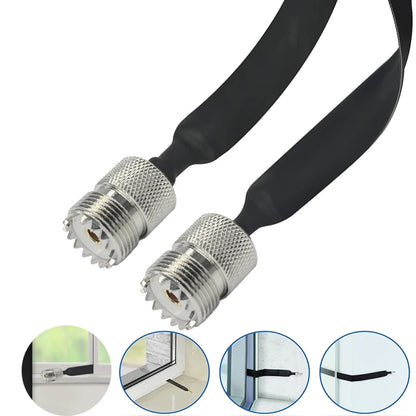 Window/Door Pass Through Flat RF Coaxial Cable UHF 50 Ohm RF Coax Pigtail Extension Cord, Length: 20cm(Female To Female) - Connectors by buy2fix | Online Shopping UK | buy2fix