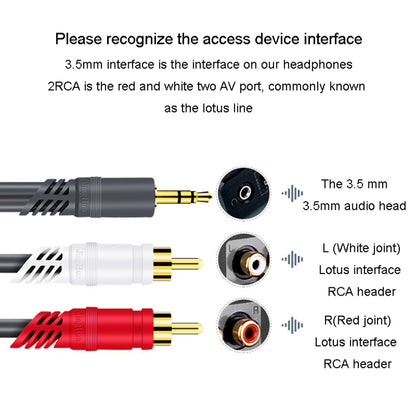 JINGHUA 3.5mm To 2RCA Audio Cable Game Console Outdoor Audio Connection Cable, Size: 15m(Grey) - RCA Cable by JINGHUA | Online Shopping UK | buy2fix