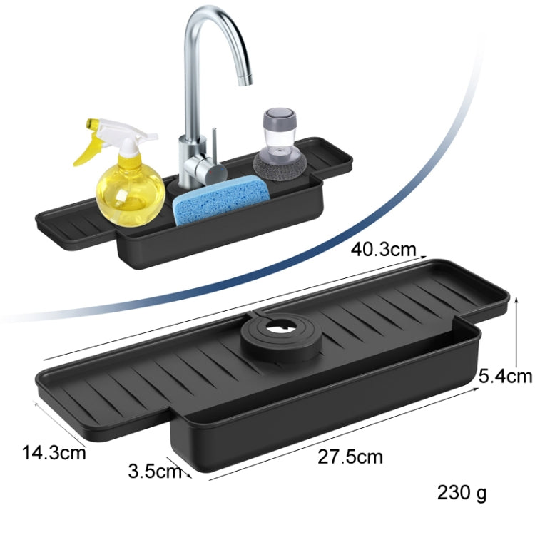 Kitchen Faucet Silicone Drainage Mat Sponge Shelf Organizer Splash-Proof Sink Drainage Mat(Black) - Faucets & Accessories by buy2fix | Online Shopping UK | buy2fix