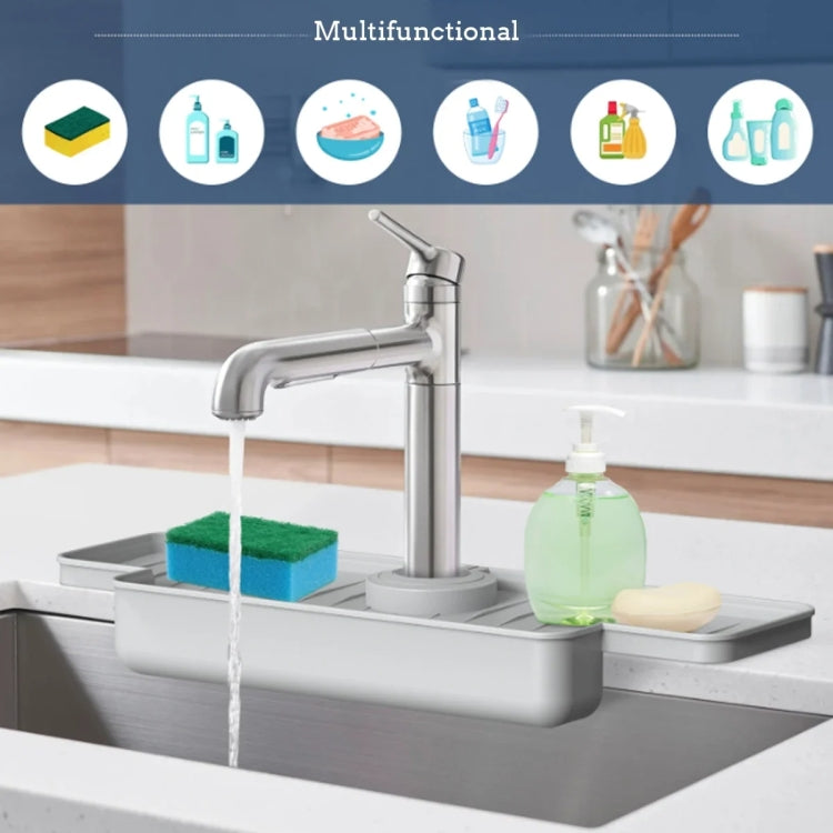 Kitchen Faucet Silicone Drainage Mat Sponge Shelf Organizer Splash-Proof Sink Drainage Mat(Grey) - Faucets & Accessories by buy2fix | Online Shopping UK | buy2fix