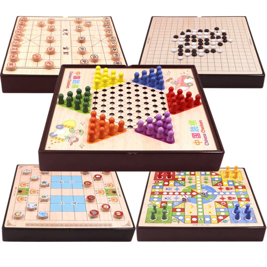 5 in 1 B Model Wooden Multifunctional Parent-Child Interactive Children Educational Chessboard Toy Set - Table Games by buy2fix | Online Shopping UK | buy2fix