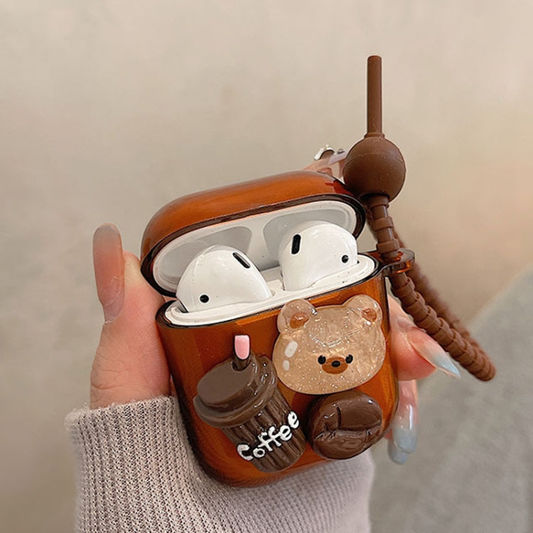 For AirPods Pro Cartoon 3D Coffee Bear Headphones Case Protective Shell Cover - For AirPods Pro by buy2fix | Online Shopping UK | buy2fix