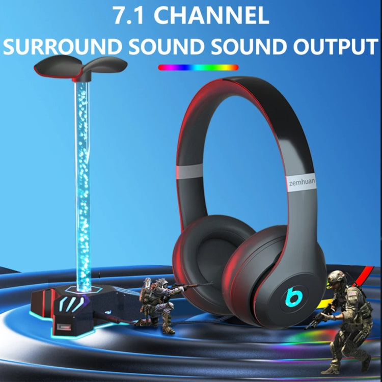 RGB Lighted Headphone Stand With Ambient Light USB Expansion Port Headphone Display Bracket, Style: With 3.5mm Port - Headset Stand by buy2fix | Online Shopping UK | buy2fix