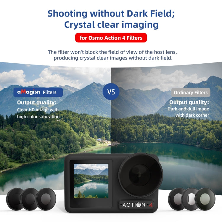 For DJI Osmo Action 4 AMagisn Waterproof Filter Sports Camera Accessories, Style: ND8+ND16+ND32+CPL -  by aMagisn | Online Shopping UK | buy2fix