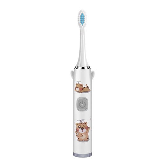 USB Charging Fully Automatic Ultrasonic Cartoon Children Electric Toothbrush, Color: White with 1 Head - Toothbrushes by buy2fix | Online Shopping UK | buy2fix