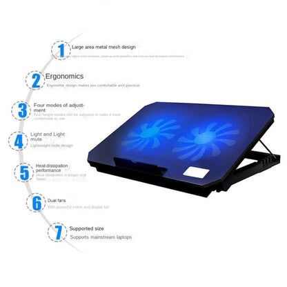 NUOXI S200C Laptop Silent Radiator Multi-level Adjustable Metal Bracket Base(Black) - Cooling Pads by NUOXI | Online Shopping UK | buy2fix