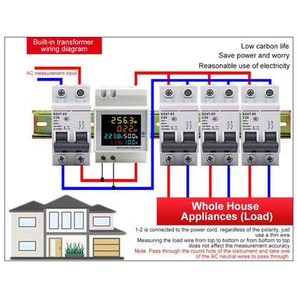 SINOTIMER SDM009 Din Rail Single-Phase Voltage Current Frequency Power Factor Electricity Multifunctional Meter, Model: AC250-450V Built-In - Current & Voltage Tester by SINOTIMER | Online Shopping UK | buy2fix