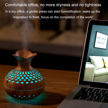 LED Light Aromatherapy Diffuser Home Small Vase Quiet Humidifier Aromatherapy Diffuser 2 In 1(Shallow Wood) - Air Purifiers & Accessories by buy2fix | Online Shopping UK | buy2fix