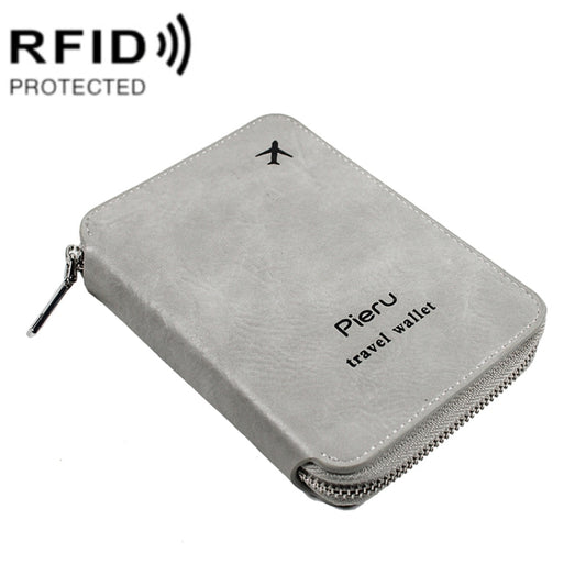 RFID Anti-theft Large Capacity Zipper Passport Bag Multifunctional Travel Document Storage Bag(Gray White) - Antimagnetic RFID Package by Pieru | Online Shopping UK | buy2fix