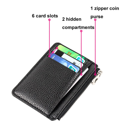 Multi-card Slot Zipper Card Holder Large Capacity Ultra-thin Coin Purse(Black) - Card & Passport Bags by Pieru | Online Shopping UK | buy2fix