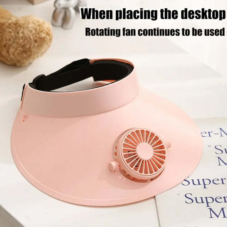 Summer Outdoor Sun Protection Adjustable Rotating Fan Sun Hat(Pink) - Peaked Cap by buy2fix | Online Shopping UK | buy2fix