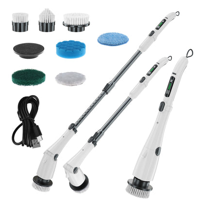 Multifunctional Long and Short Dual Purpose Electric Cleaning Brush Kitchen Bathroom Window Floor Brush(White) - Sponges, Cloths & Brushes by buy2fix | Online Shopping UK | buy2fix