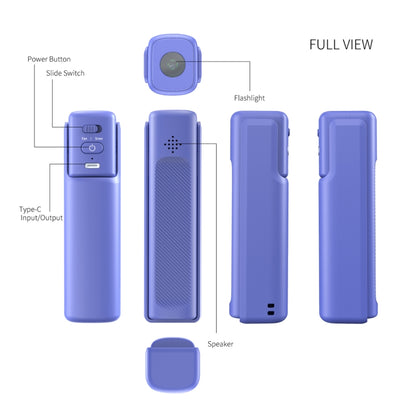 PS-J009 4-In-1 LED Light Buzzer Alarm Mini Folding Handheld Fan(Navy Blue) - Electric Fans by buy2fix | Online Shopping UK | buy2fix