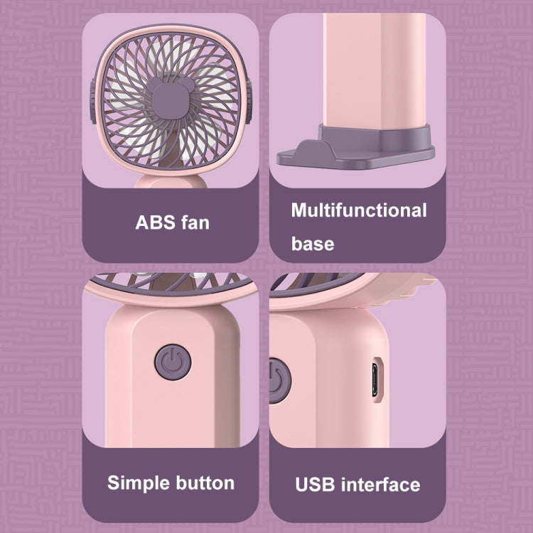 Handheld Portable Mini Multifunctional Fan With Phone Holder Function, Color: Pink Purple with Battery - Electric Fans by buy2fix | Online Shopping UK | buy2fix