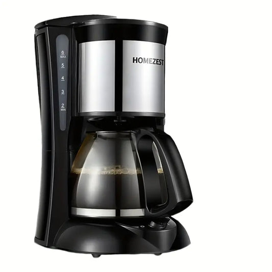 HOMEZEST 600W 0.65L  Automatic Drip Coffee Maker with Glass Carafe 2-6 Cup Capacity(323 Black UK Plug) - Coffee Tools by HOMEZEST | Online Shopping UK | buy2fix