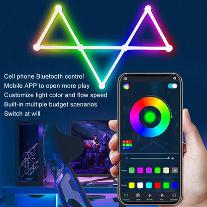 JSK-P22 5V Bluetooth RGB Stitching Light E-Sports Atmosphere Decorative Lamp, Style: 6 Sections+USB To DC Line+UK Plug(White) - Novelty Lighting by buy2fix | Online Shopping UK | buy2fix