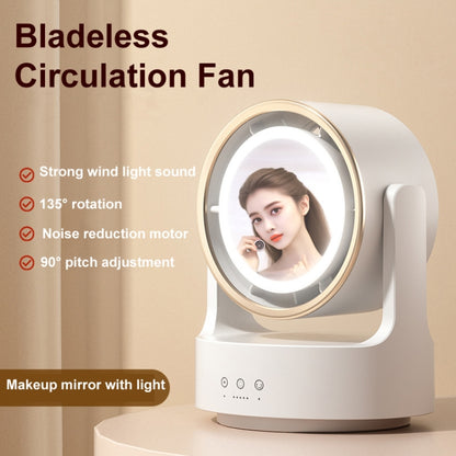 3 In 1 Multifunctional Desktop Fan with LED Light Cosmetic Mirror Rechargeable Oscillating - Electric Fans by buy2fix | Online Shopping UK | buy2fix