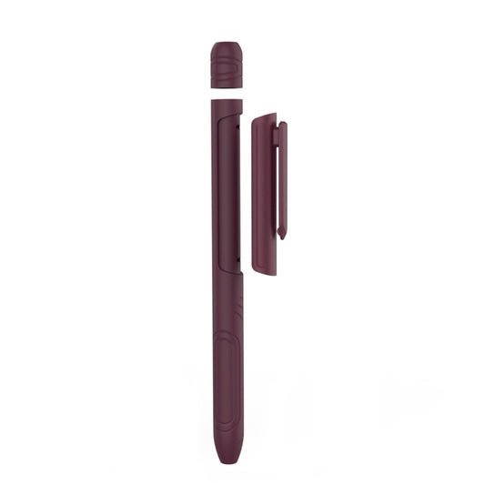 For Apple Pencil 1 AhaStyle PT141 Triple Defense Pen Clip Silicone Protective Case(Wine Red) - Pencil Accessories by AhaStyle | Online Shopping UK | buy2fix