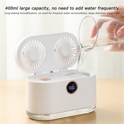 WT-818 Dual-leaf Spray Smart Digital Display Desktop Fan Night Light Humidification Cooler(White) - Electric Fans by buy2fix | Online Shopping UK | buy2fix