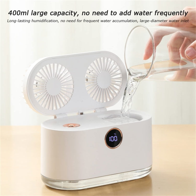 WT-818 Dual-leaf Spray Smart Digital Display Desktop Fan Night Light Humidification Cooler(Green) - Electric Fans by buy2fix | Online Shopping UK | buy2fix