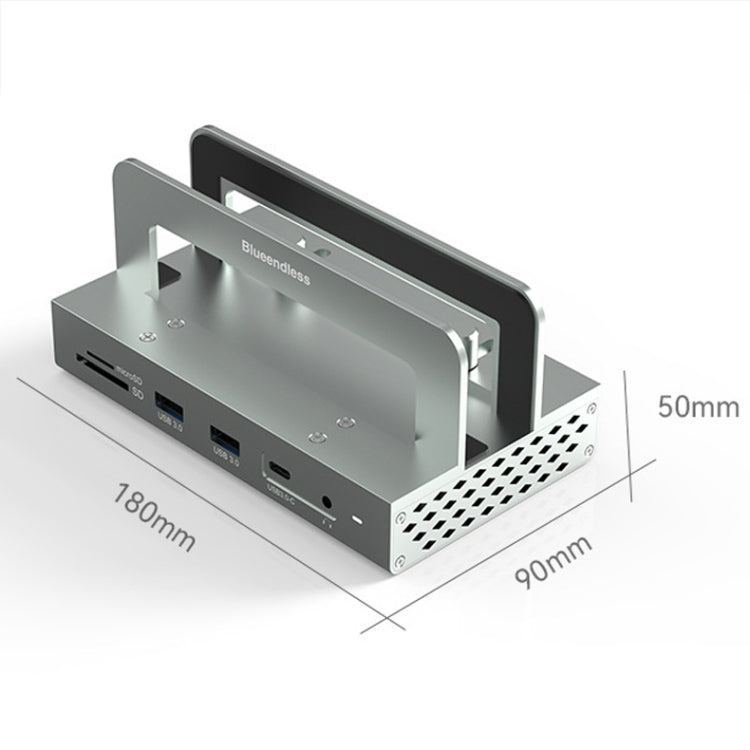 10-in -1 without LAN Blueendless 4K/60Hz Type-C Laptop Vertical Stand HUB Docking Station - Laptop Stand by Blueendless | Online Shopping UK | buy2fix