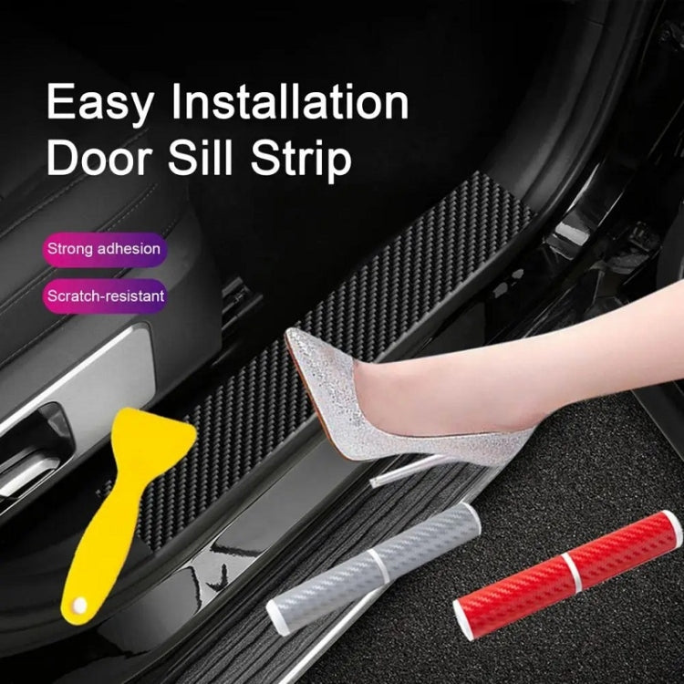 4pcs/Set Car Door Sill Strip PVC Anti-scratch Anti-dirt Protective Film(Carbon Fiber Red) - Auto Film by buy2fix | Online Shopping UK | buy2fix