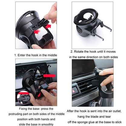 Car Cup Holder Air Conditioner Outlet Multifunctional Storage Rack, Color: Black Silver LED Light - Car Drink Holders by buy2fix | Online Shopping UK | buy2fix