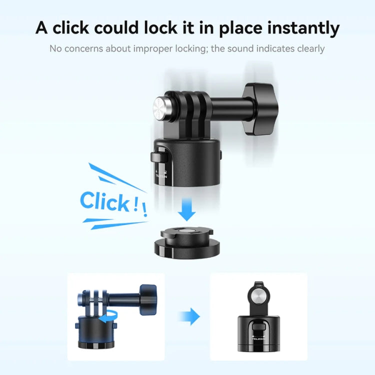 TELESIN CQM-001 Universal Magnetic Quick Release Adapter Kit For Sports Cameras(Black) -  by TELESIN | Online Shopping UK | buy2fix