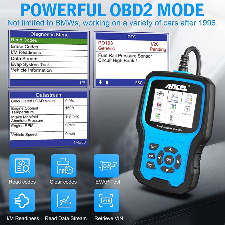 ANCEL BM700 For BMW Full System Diagnostic OBDII Tester Maintenance And Resetting Repair Tools - Code Readers & Scan Tools by ANCEL | Online Shopping UK | buy2fix