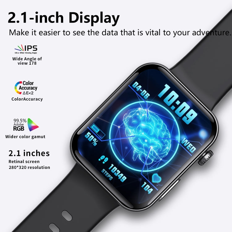 F300  2.1-Inch Screen Smart Watch Supports Bluetooth Calls/ECG/Blood Composition Analysis/50+ Sports Modes, Color: Black Gray Silicone - Smart Watches by buy2fix | Online Shopping UK | buy2fix