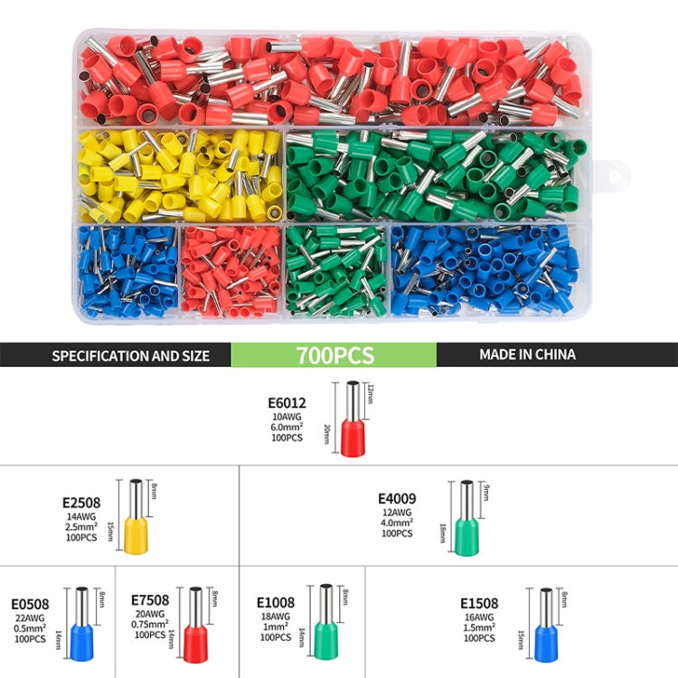 700pcs /Set  European Style Tube Type Wiring Cold Press Terminal Set - Booster Cable & Clip by buy2fix | Online Shopping UK | buy2fix