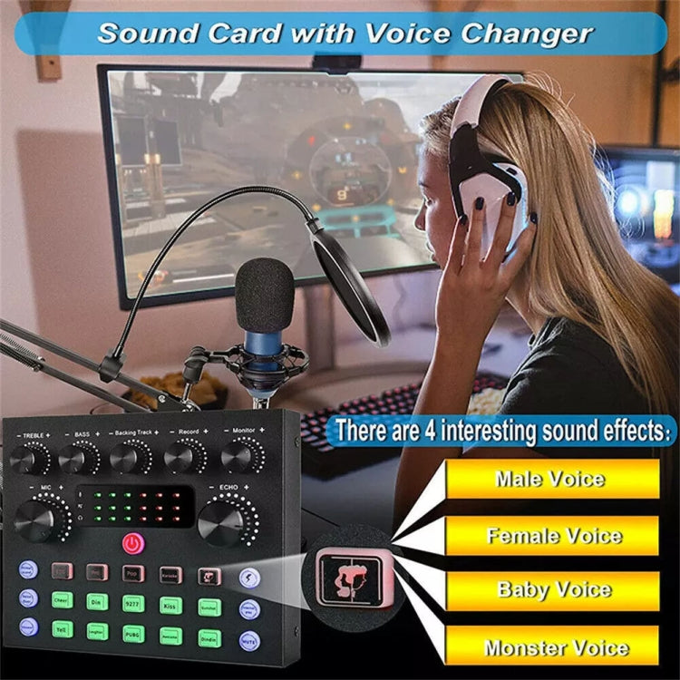 V8S Audio Mixer Live Voice Changer External Sound Card, Color: Black Triangle Set - Live Sound Effects Processors by buy2fix | Online Shopping UK | buy2fix